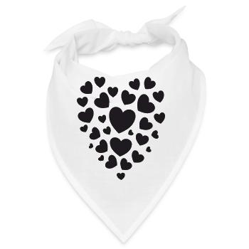 Herzform aus schwarzen Herzen Herzmuster  - Bandana - Weiß - Vorne