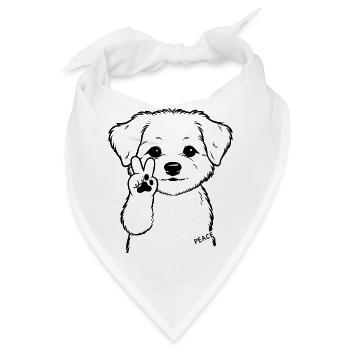 Niedlicher Hund macht das Peacezeichen mit Pfote - Bandana - Weiß - Vorne