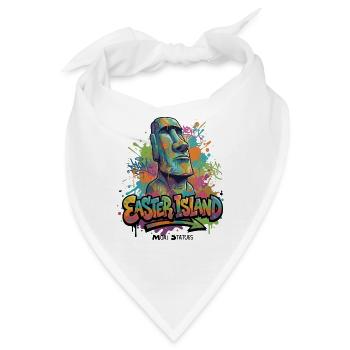 Moai – Hüter der Osterinsel - Vibrant Graffiti  - Bandana - Weiß - Vorne