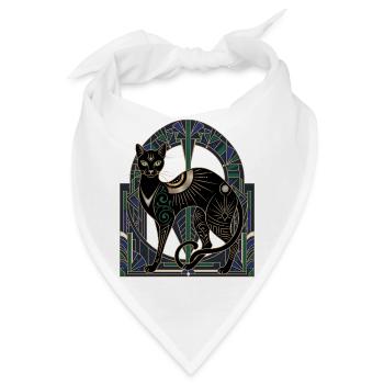 Nachtkatze Art Deco Glasfenster - Bandana - Weiß - Vorne