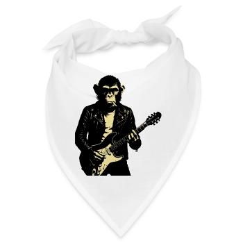Rock Monkey Gitarrist in Leder - Bandana - Weiß - Vorne