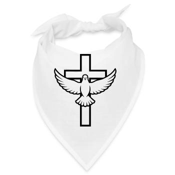 Kreuz mit Taube Frieden Heiliger Geist - Bandana - Weiß - Vorne
