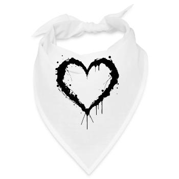 Schwarzes Herz, Valentinstag, Liebe - Bandana - Weiß - Vorne