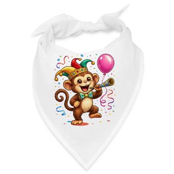 Karneval Äffchen – Fröhliches Faschingsmotiv - Bandana - Weiß - Vorne