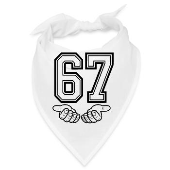 SIX SEVEN – 67 Nummer Meme im Retro Look - Bandana - Weiß - Vorne