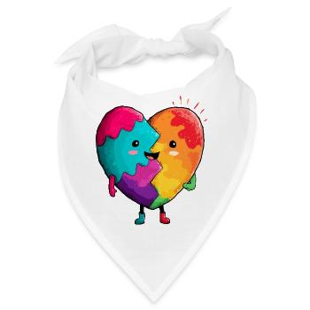 Regenbogenherz Umarmung - Bandana - Weiß - Vorne
