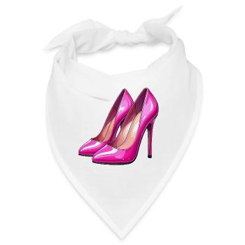 Pink glänzende Stöckelschuhe - Bandana - Weiß - Vorne