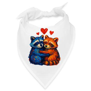 Kuschelraccoons in Blau & Orange - Bandana - Weiß - Vorne