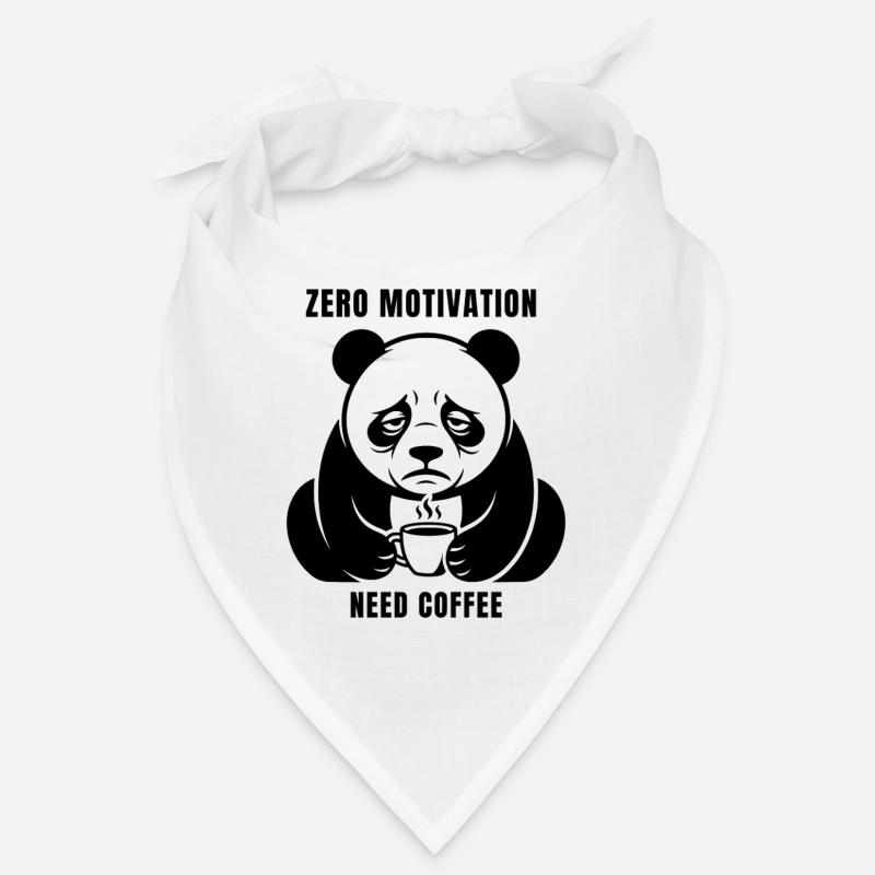 Zero Motivation Need Coffee - Tired Panda Humor Bandana