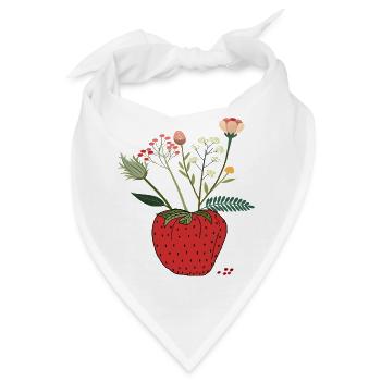 Erdbeere mit Blütenbouquet - Bandana - Weiß - Vorne