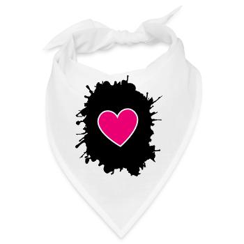 Magenta Herz auf Schwarz - Bandana - Weiß - Vorne
