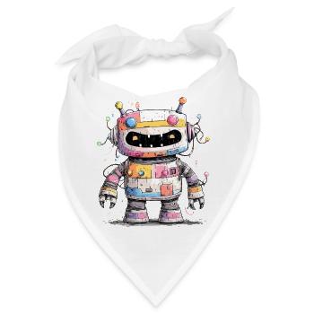 Bunter Roboter mit Farbspritzern - Bandana - Weiß - Vorne