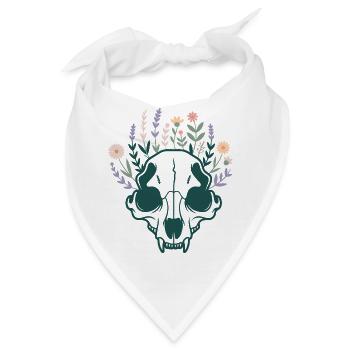 Schädel Blumen Floral Botanik Knochen Blüten - Bandana - Weiß - Vorne