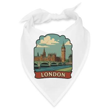 London Big Ben Red Bus Vintage Reiseabzeichen - Bandana - Weiß - Vorne