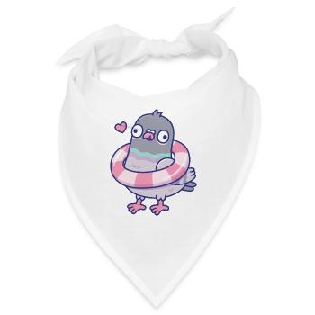 Lustige Derpy-Taube mit Poolschwimmen um den Hals - Bandana - Weiß - Vorne