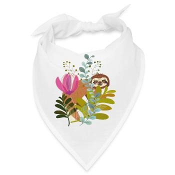  Faultier im Blumenstrauß - Bandana - Weiß - Vorne
