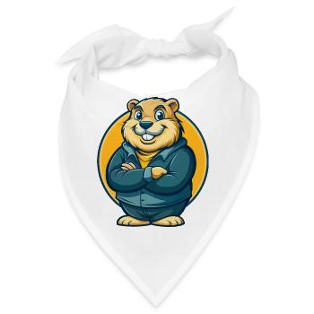Gopher Kawaii Maskottchen-Cartoon-Clipart-Logo - Bandana - Weiß - Vorne