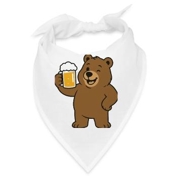 Bär mit Bierglas - Bandana - Weiß - Vorne
