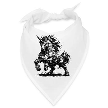 Muskulöses Einhorn mit bösem Blick - Bandana - Weiß - Vorne