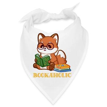 Cartoon Fuchs mit Buch beim Lesen  - Bandana - Weiß - Vorne