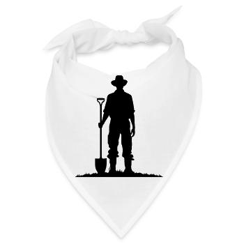 Bauer mit Schaufel auf Wiese Silhouette - Bandana - Weiß - Vorne