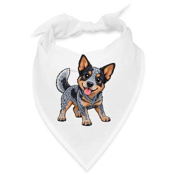 Australian Cattle Dog Kawaii Style – Hund - Bandana - Weiß - Vorne