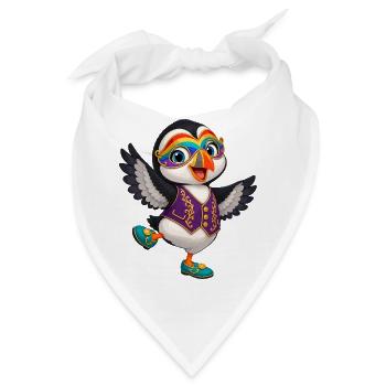 Karnevals-Pinguin im Lila-Weste - Bandana - Weiß - Vorne