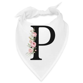 P Buchstabe Monogram Floral - Bandana - Weiß - Vorne