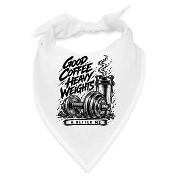 Good Coffee Heavy Weights – Fitnessstudio & Kaffee - Bandana - Weiß - Vorne