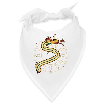 Goldener Drache - Bandana - Weiß - Vorne