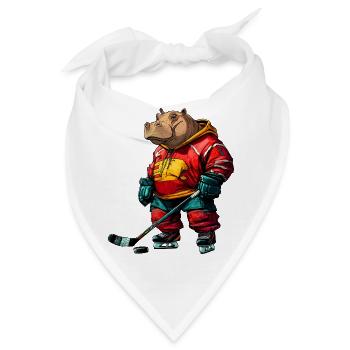Nilpferde Eishockeyspieler / Hockey Flusspferd - Bandana - Weiß - Vorne