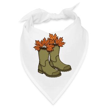 Gummistiefel voller Herbstlaub - Bandana - Weiß - Vorne