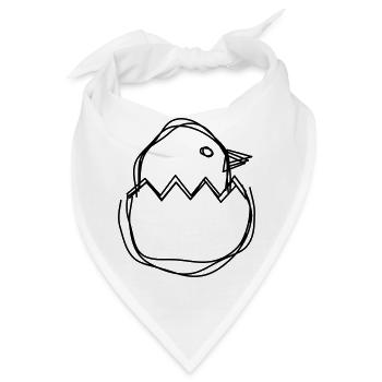 Osterküken handgezeichnet - Bandana - Weiß - Vorne