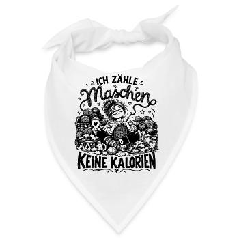Lustiger Stricken Spruch Ich zähle Maschen... - Bandana - Weiß - Vorne