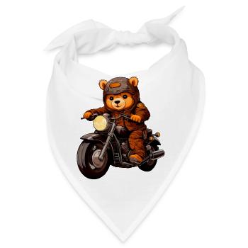Motorrad Bären Teddy - Bandana - Weiß - Vorne