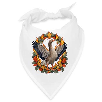 Graugans im Martinsfeuer-Blätterbogen - Bandana - Weiß - Vorne