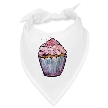 Rosa Aquarell Cupcake - Bandana - Weiß - Vorne