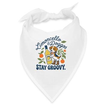 Lustiger Limoncello Stay Groovy Hund - Bandana - Weiß - Vorne