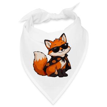Fuchs mit Sonnenbrille und Kürbiscape - Bandana - Weiß - Vorne