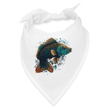 Fisch Kunstwerk - Bandana - Weiß - Vorne