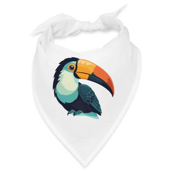 farbenfroher Tukan - Bandana - Weiß - Vorne