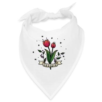 Frühlingstulpen. Frühlingshafte rote Tulpe. Lässiger Frühling - Bandana - Weiß - Vorne