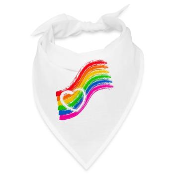 Regenbogen Pride Herz - Bandana - Weiß - Vorne