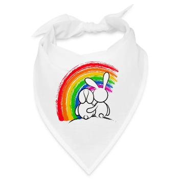 Hasen Kaninchen vorm Pride Regenbogen - Bandana - Weiß - Vorne