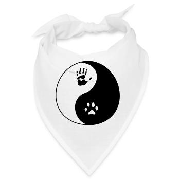 Hund Mensch Abdruck - Bandana - Weiß - Vorne