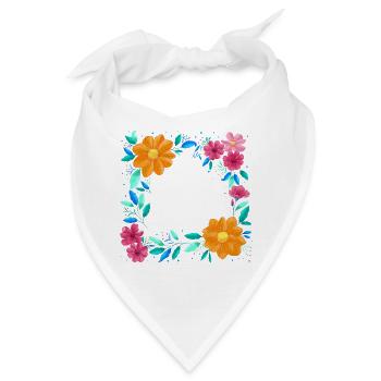 Blumenkranz in bunten Farben - Bandana - Weiß - Vorne