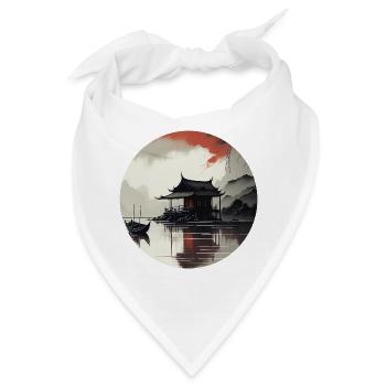 Asiatische Landschaft - Bandana - Weiß - Vorne