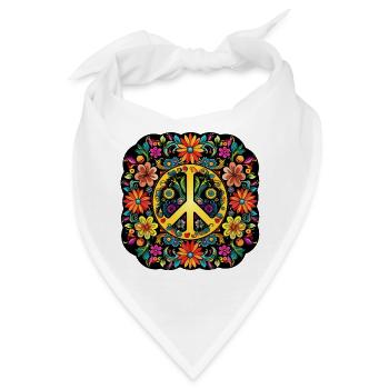 Flower Power Mandala - Bandana - Weiß - Vorne