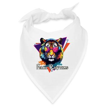 Tiger in Kopfhörern und Brillen im Pop-Art-Stil - Bandana - Weiß - Vorne