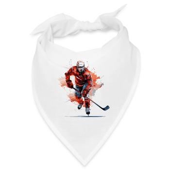 Hockeyspieler mit Hockeyschläger auf der Eisbahn | Aquarell - Bandana - Weiß - Vorne